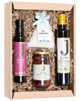 Mediterranes Geschenkset – Jordan Olivenöl, Meersalz und Bio Rotweinessig