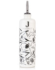 Jordan Keramikflasche - matt weiß mit schwarzen Symbolen - inkl. Ausgießer - 500ml