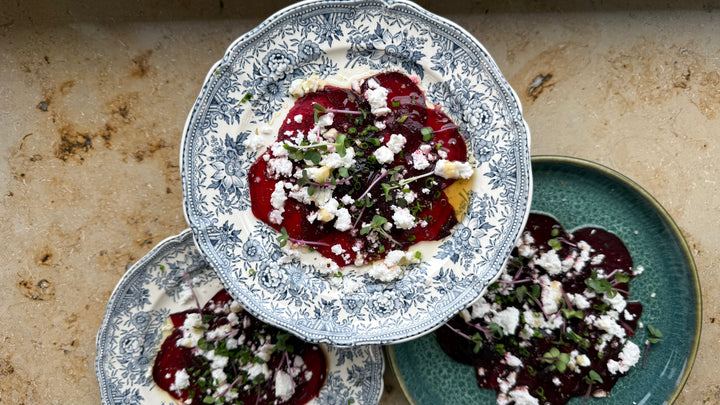 Rote-Bete-Carpaccio mit Feta, Honig & Radieschenkresse — frisch, farbig, schnell