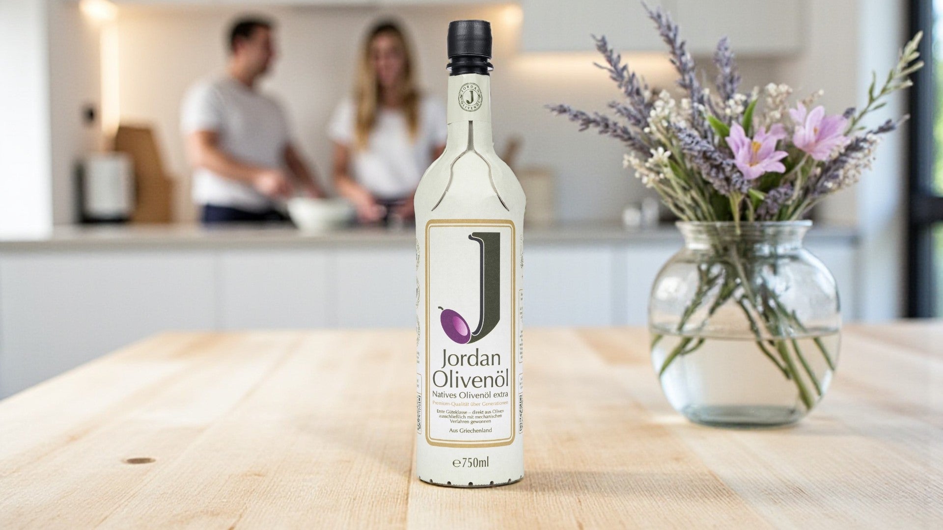 Die Jordan Papierflasche: Schon mal recycelt. Jetzt Olivenöl.