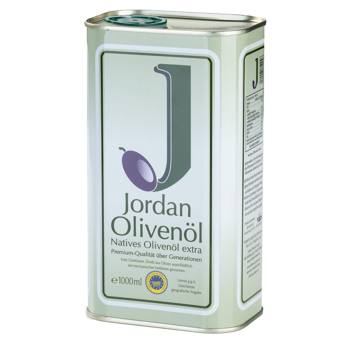 Jordan Olivenöl - Natives Olivenöl Extra - Kanister - 1,00 Liter (2er Pack)