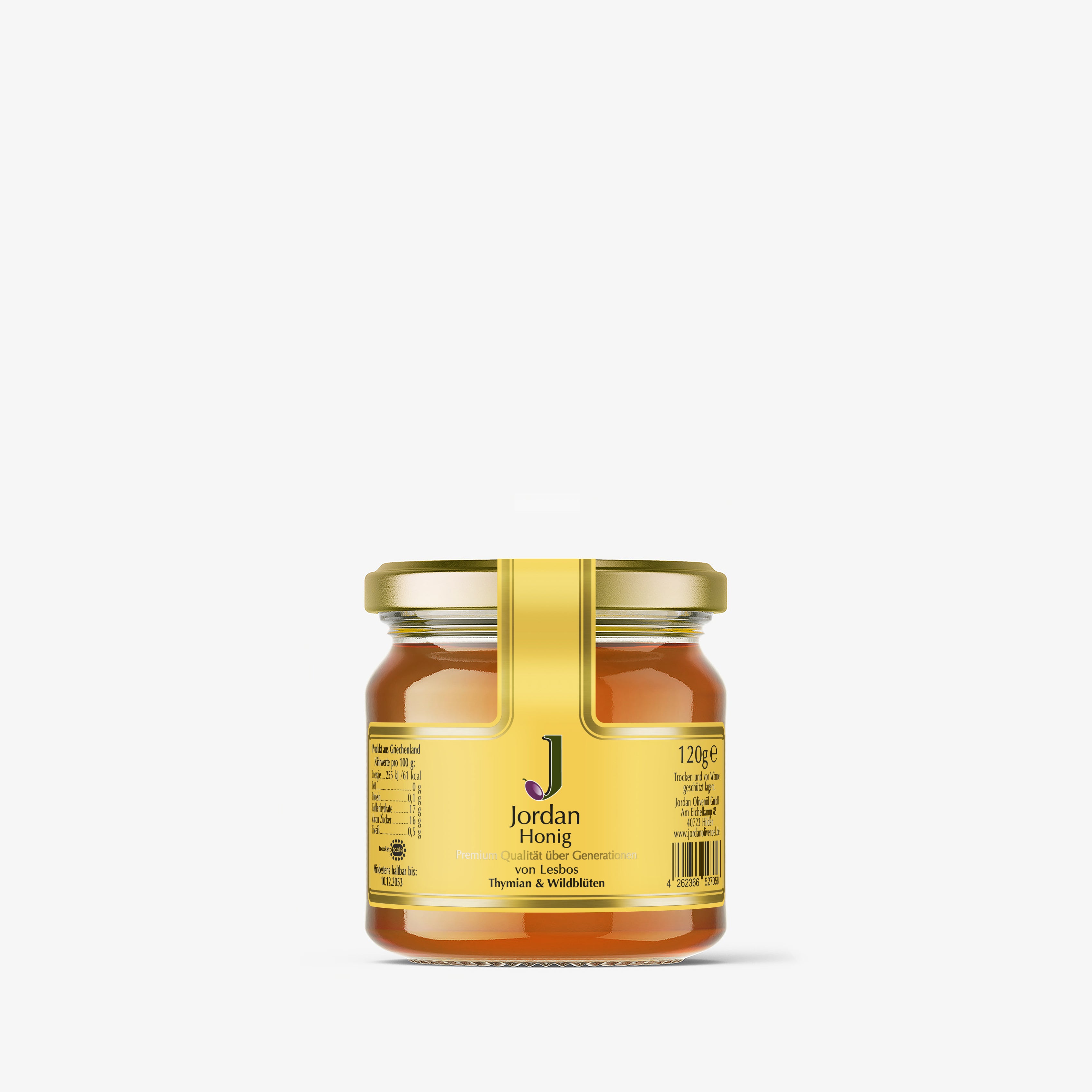 Jordan Olivenöl - Honig Thymian und Wildblueten von Lesbos - Glas 120g