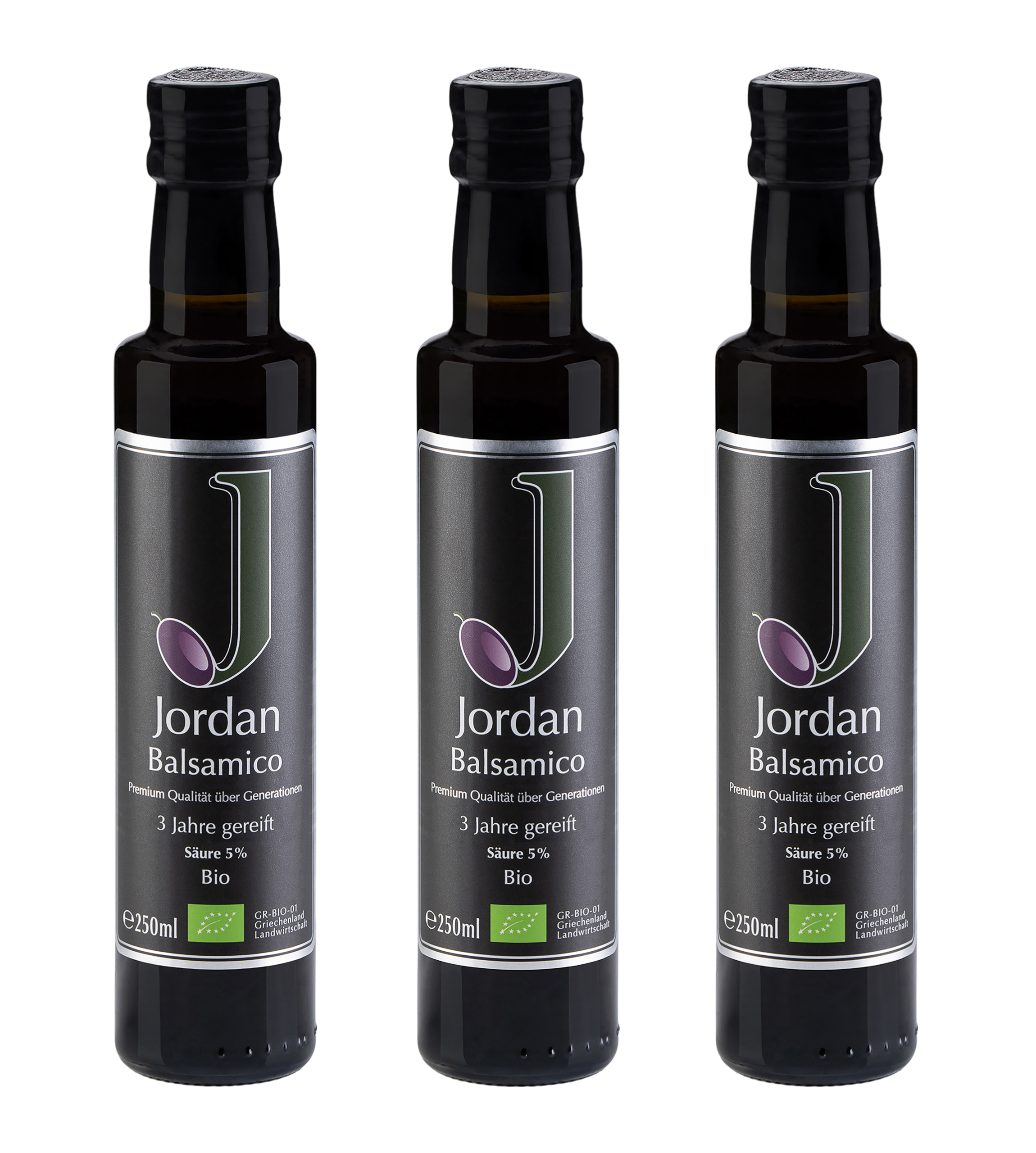 Jordan Original - Bio Balsamico - 3 Jahre gereift -3x 250ml - GR-BIO-01 3er Pack
