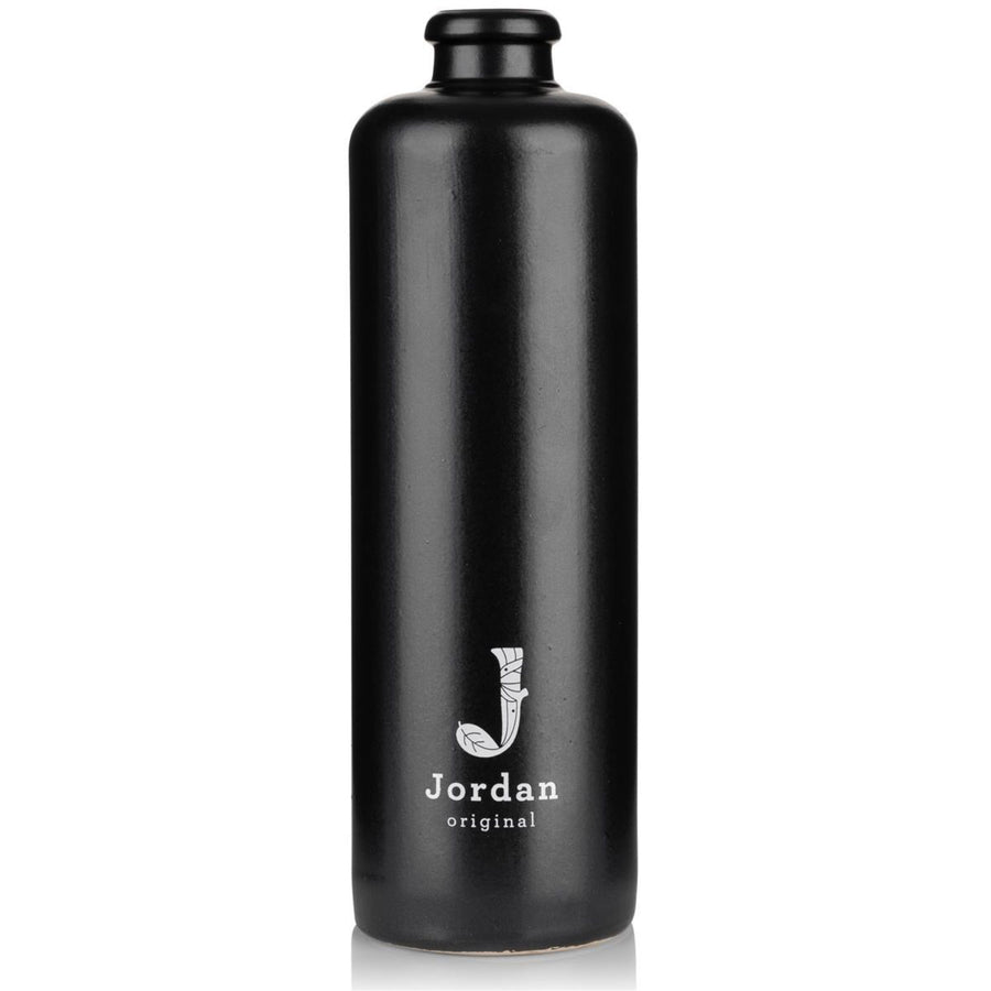 Jordan Original - Keramikflasche schmal Jordan Original Logo weiß auf  matt schwarz - ohne Ausgiesser - 500 ml