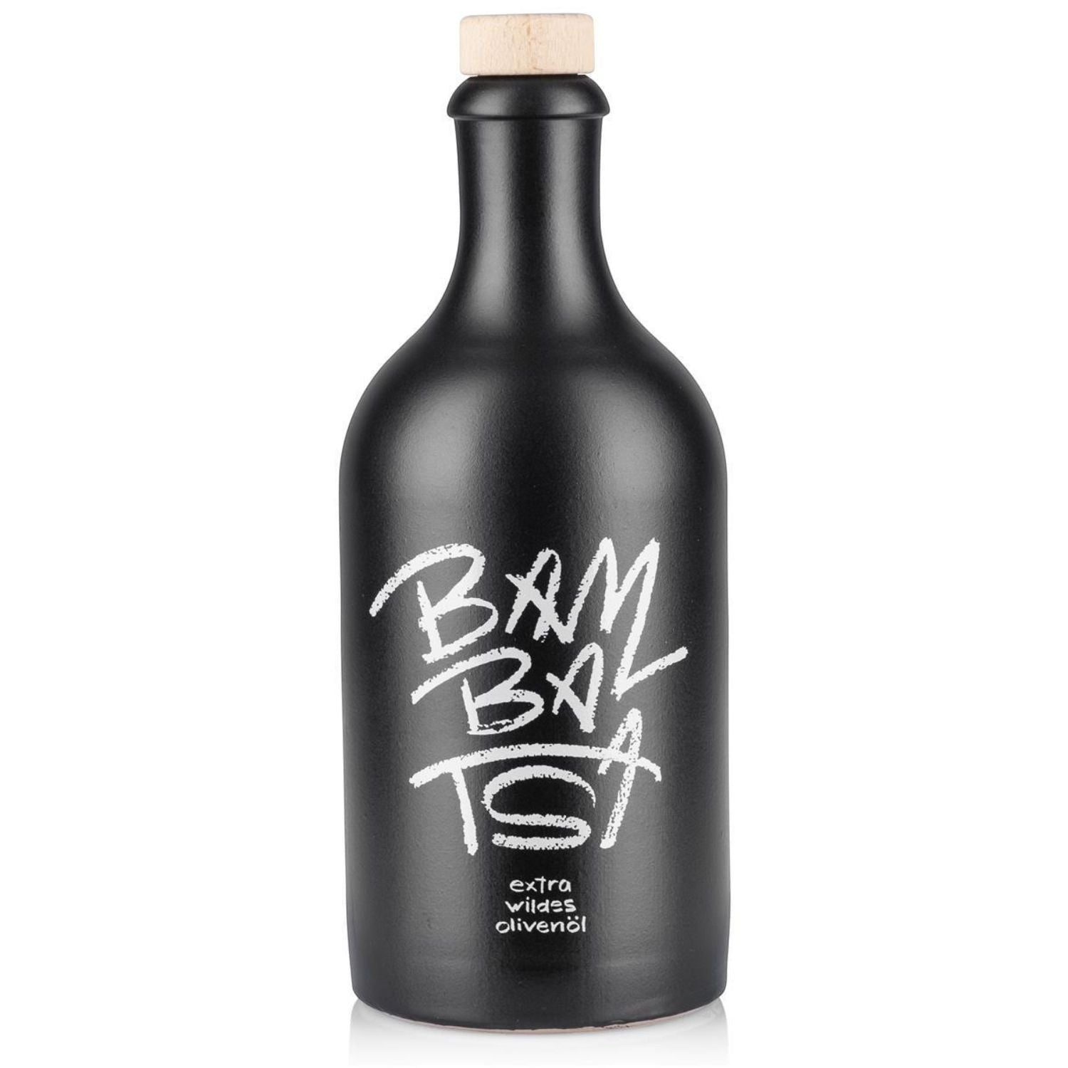 Jordan Keramikflasche - breit - matt schwarz - Bambatsa Logo - Leerflasche 500ml inkl. TAPI Ausgießer