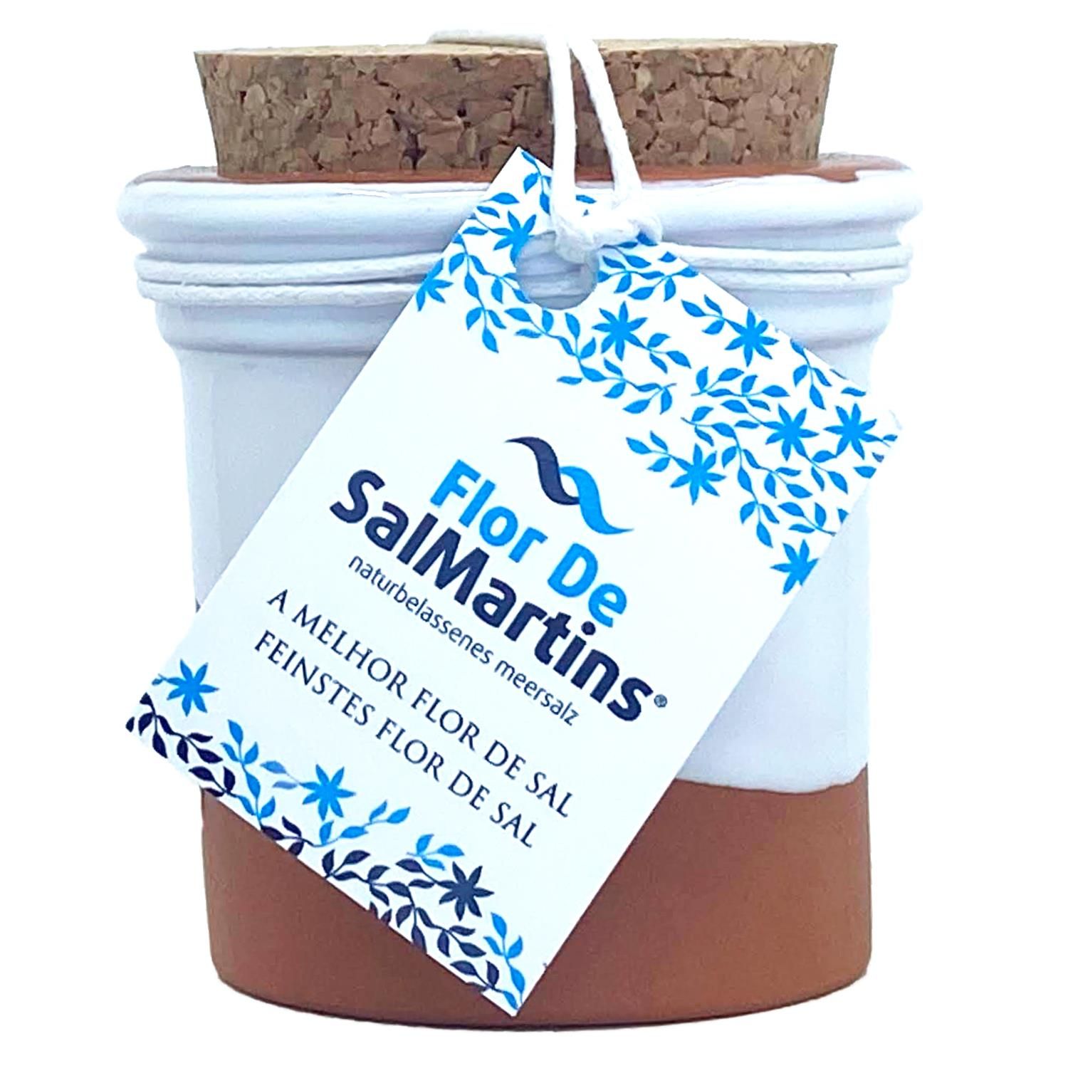 FLOR DE SalMartins 100g - in Terracotta Topf - Mit Korkdeckel - Teilw. glasiert (Weiß)