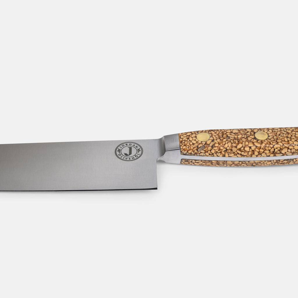 Jordan Kerner - Kochmesser mit Griff aus Olivenkernen - Santoku Klinge 19cm - Made in Solingen