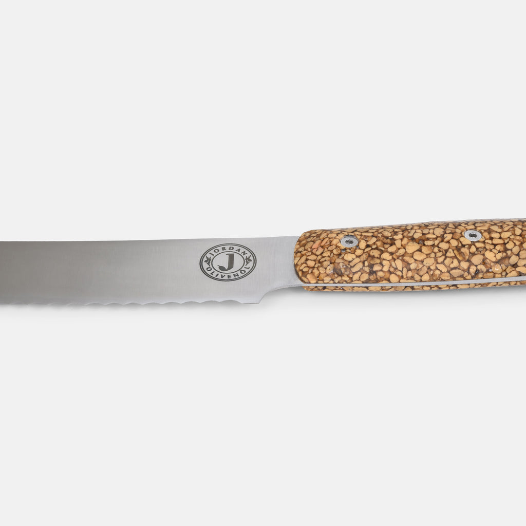 Jordan Kerner - Brotmesser mit Griff aus Olivenkernen - Klinge 21cm - Made in Solingen