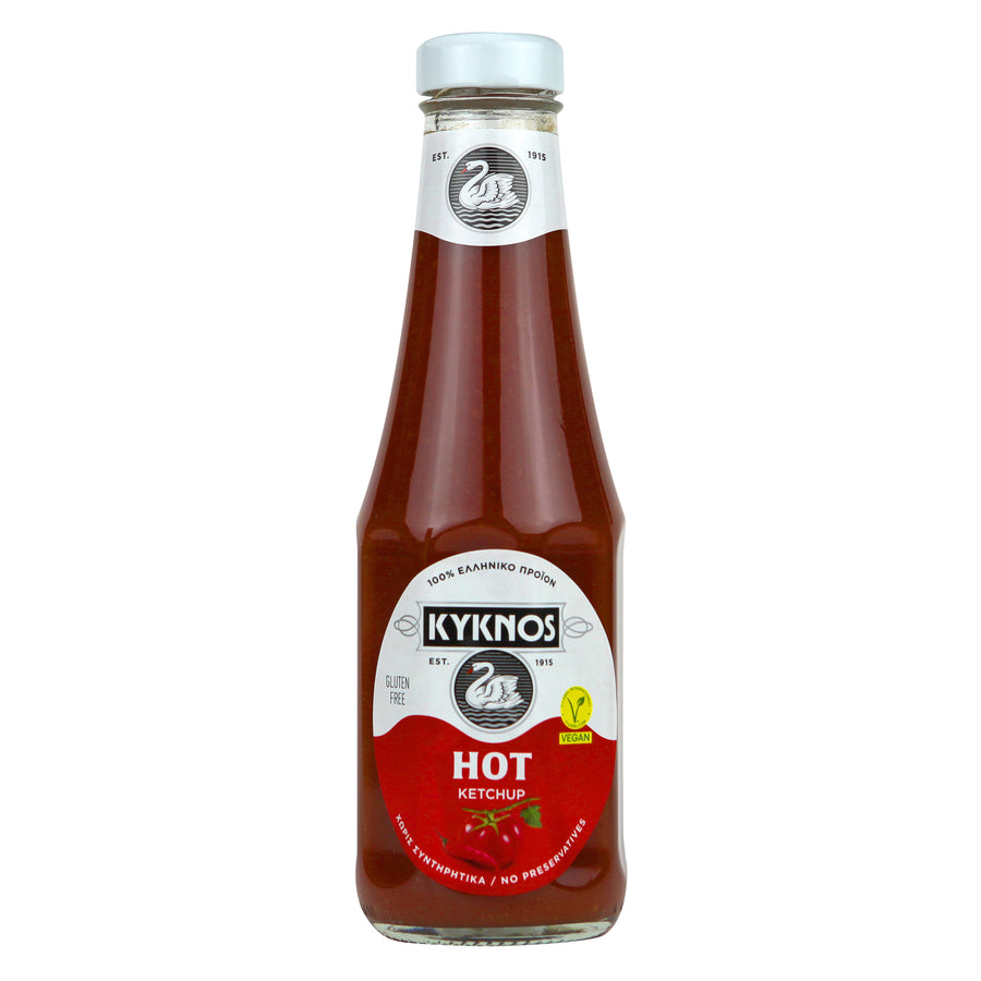 KYKNOS S.A. Greek Canning - Fruchtiger Tomaten Ketchup aus Griechenland - leicht scharf - 330g Flasche