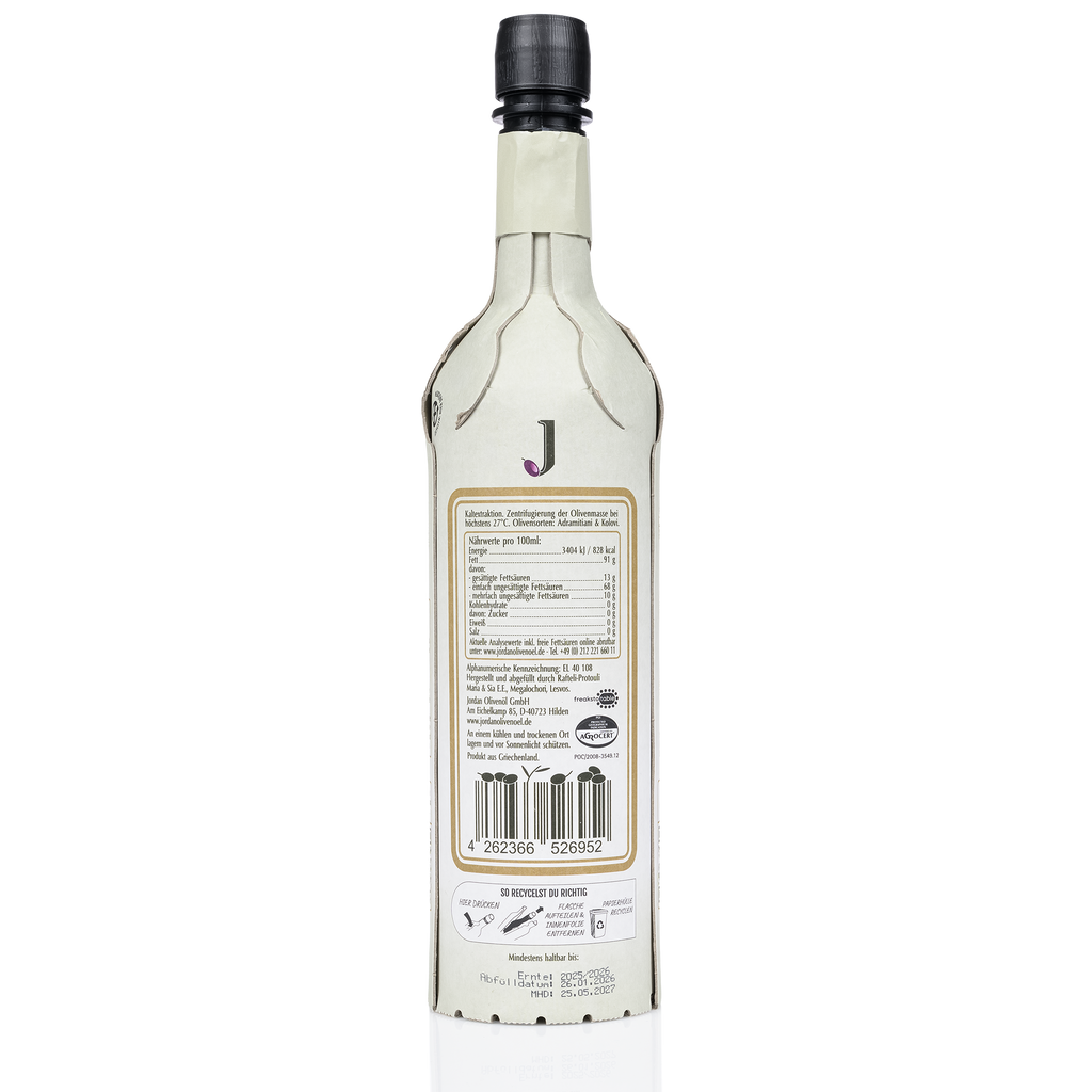Jordan Olivenöl - natives Olivenöl extra - Papierflasche 0,75 Liter