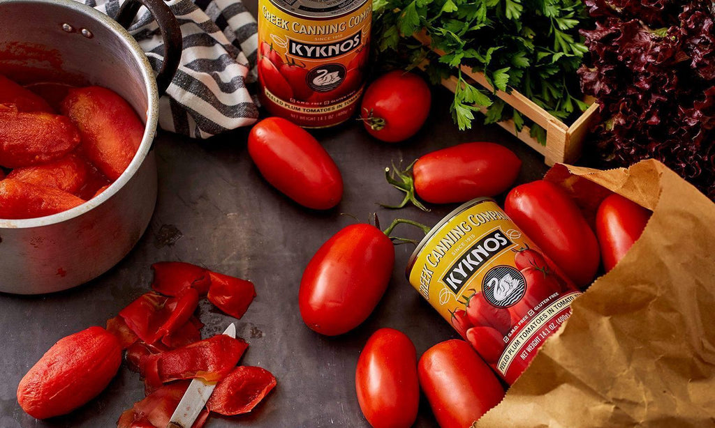 KYKNOS S.A. Greek Canning - Ganze Geschälte Tomaten (Schältomaten ) im Tomatensaft aus Griechenland - 400g Dose