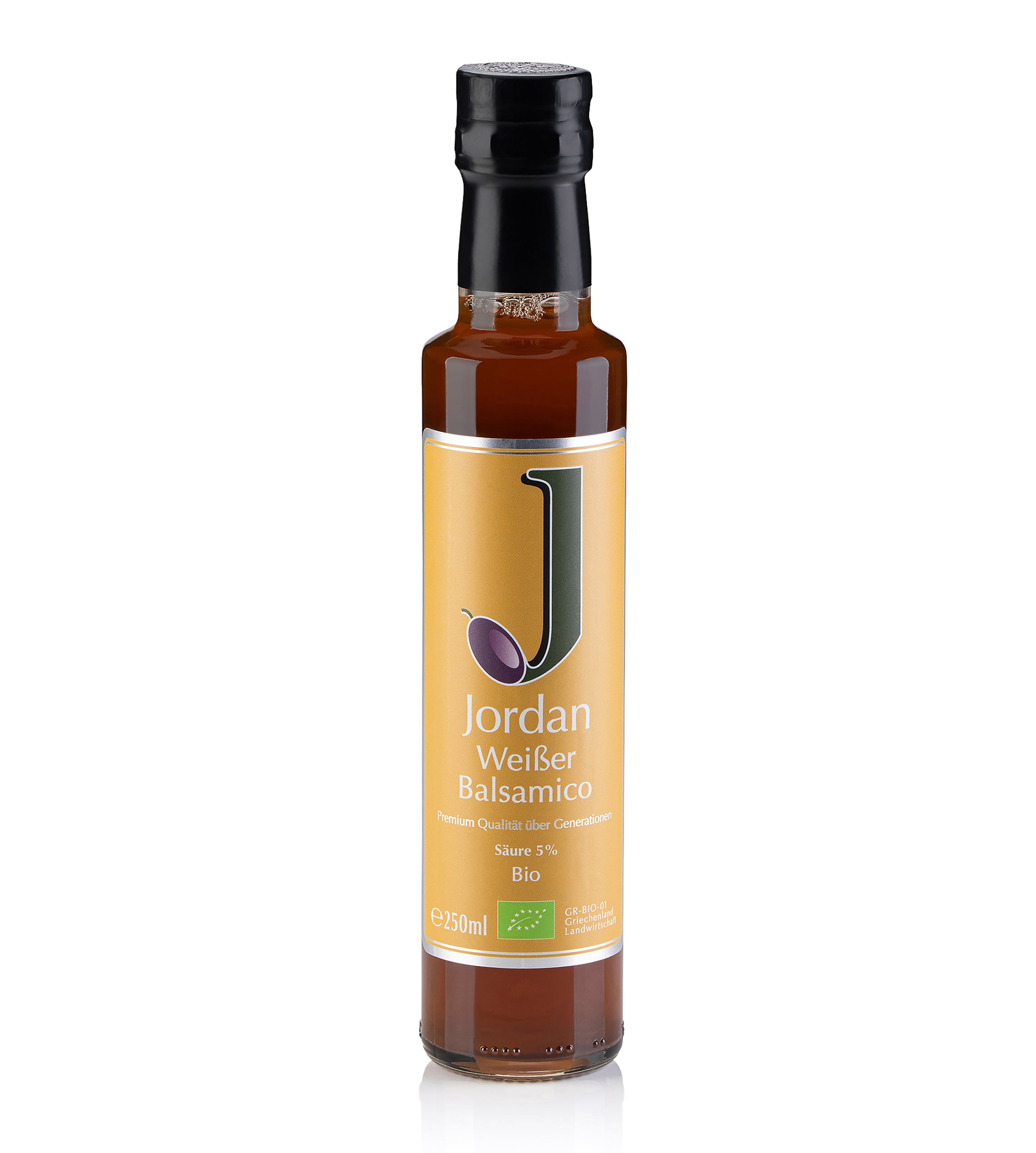 Jordan Olivenöl - Bio Weißer Balsamico - Sortenrein aus der Roditis Traube - 3 x 250 ml Flasche - GR-BIO-01 3er Pack