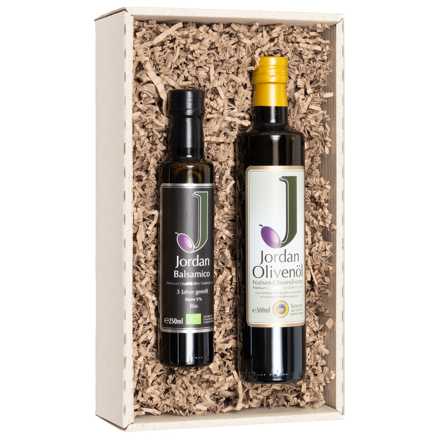 Jordan Olivenöl & Bio Balsamico Geschenkset – Feinste Essige und Öle aus Lesbos