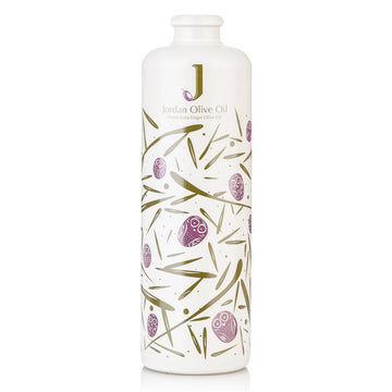 Jordan Keramikflasche - matt weiß mit bunten Symbolen - ohne Ausgießer - 500ml