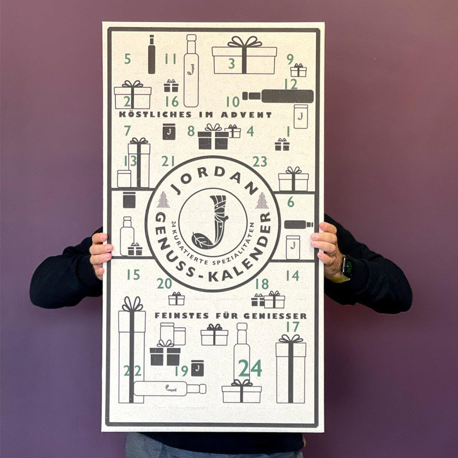 Jordan Genuss Kalender - Adventskalender - Graskarton  -  zum Selbstbefüllen - 85cm x 46cm x 11cm