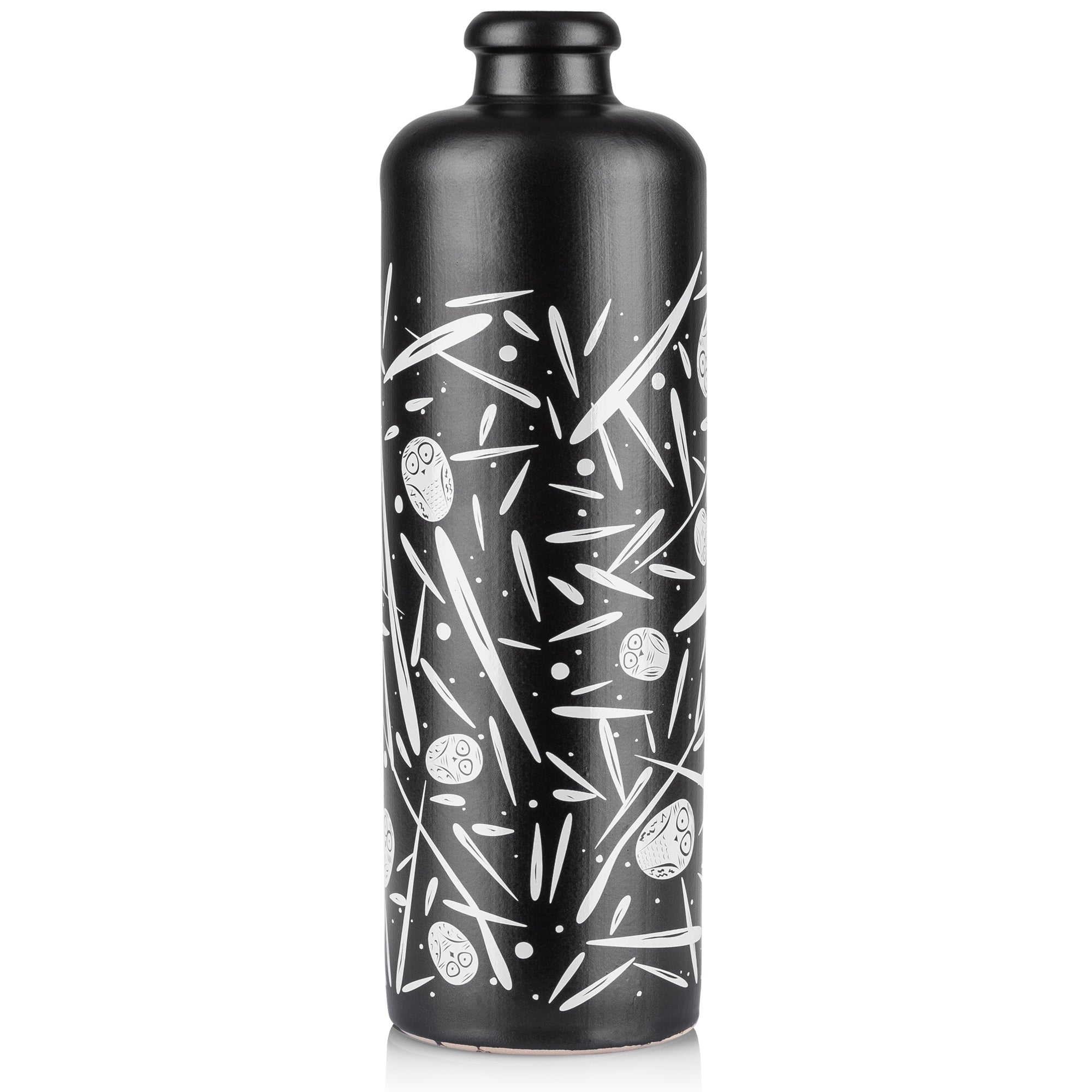 Jordan Keramikflasche - matt schwarz mit weißen Symbolen - inkl. Ausgießer - 500 ml