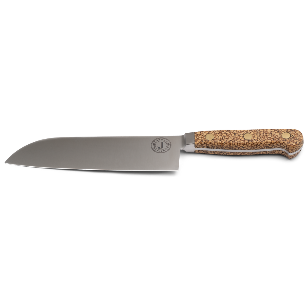 Jordan Kerner - Kochmesser mit Griff aus Olivenkernen - Santoku Klinge 19cm - Made in Solingen