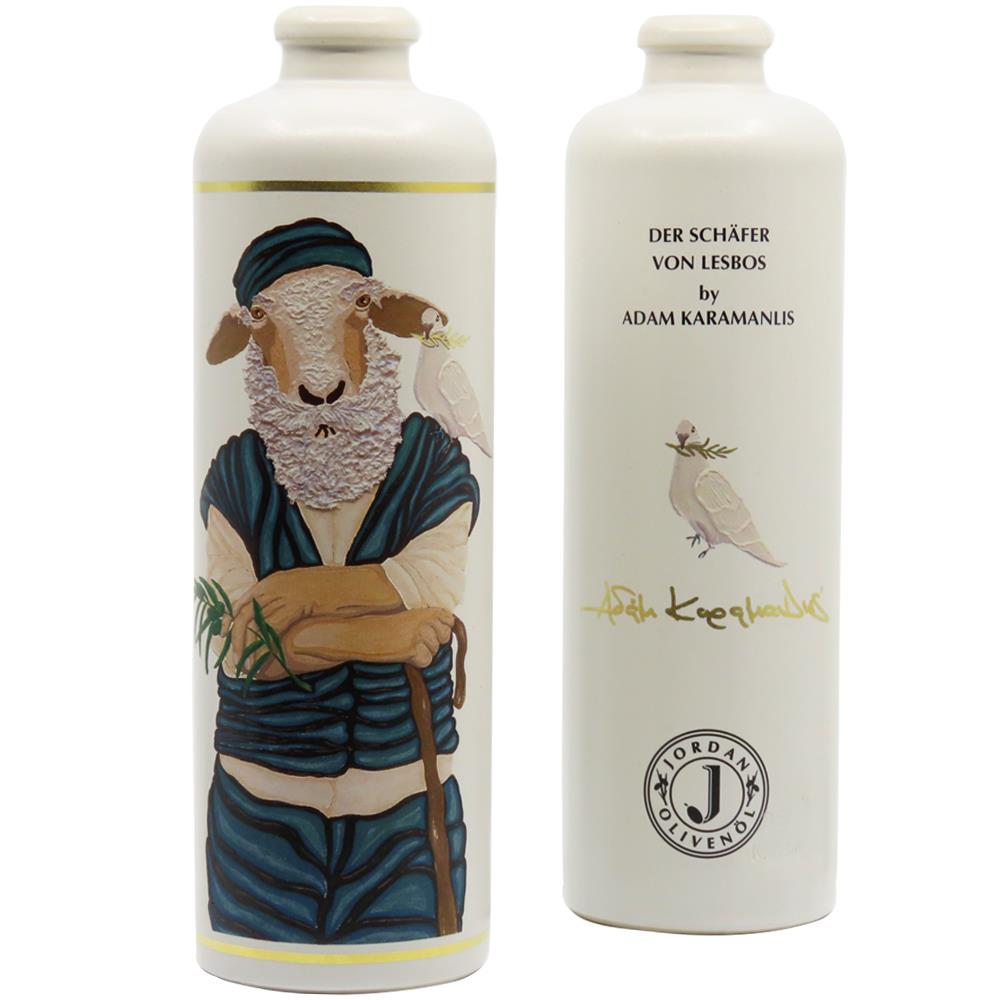 Der Schäfer von Lesbos Keramikflasche 500ml - inkl. TAPI - Ausgießer mit Holzdeckel - Limitierte Edition von Adam Karamanlis