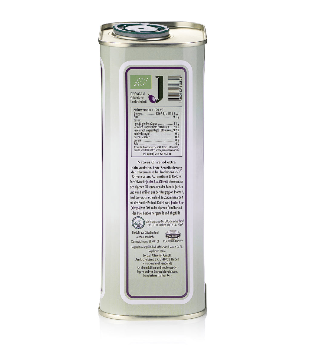 Jordan Olivenöl - BIO-Olivenöl - Kanister 1,00 Liter - GR-BIO-01