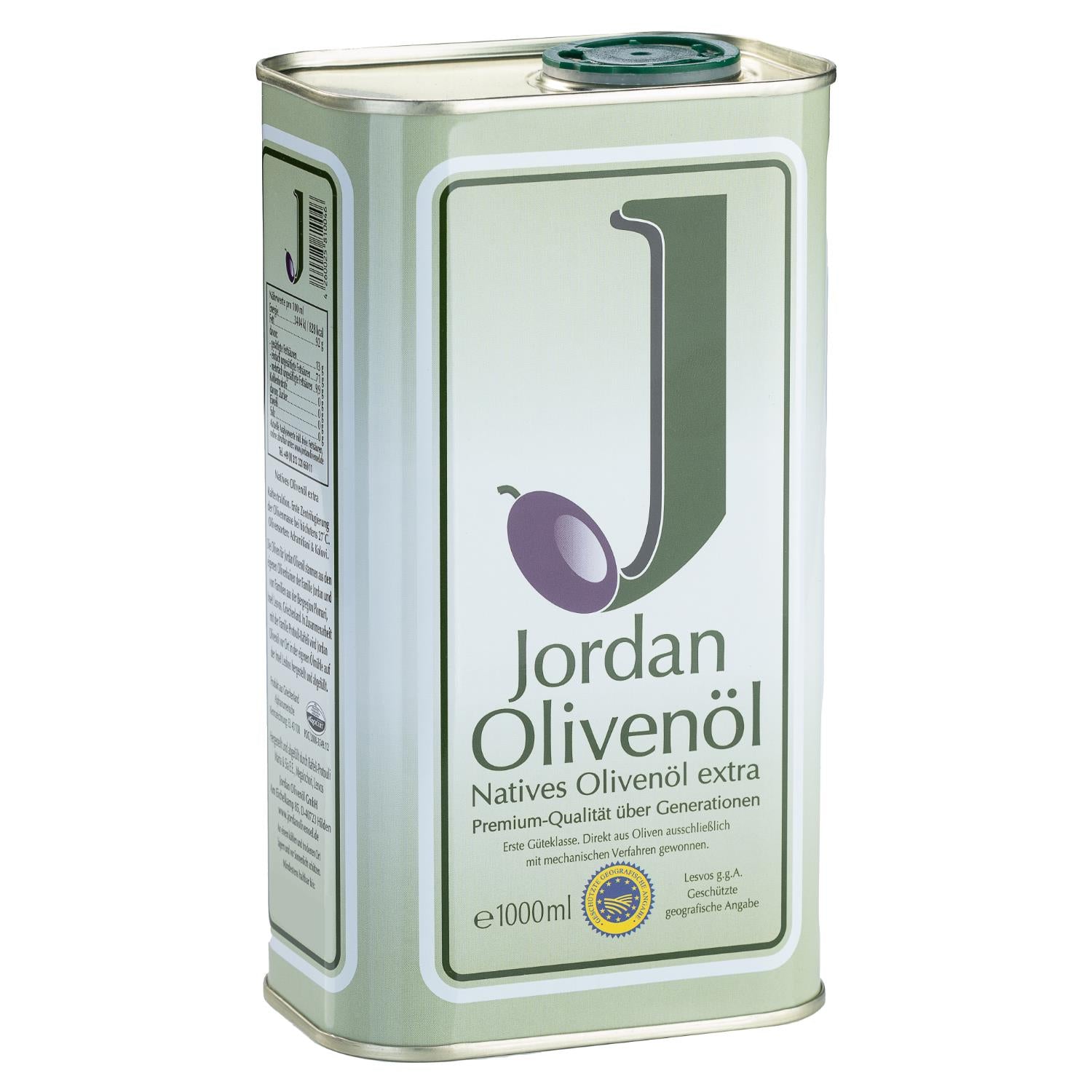 Jordan Olivenöl - Natives Olivenöl Extra - Kanister - 1,00 Liter (2er Pack)