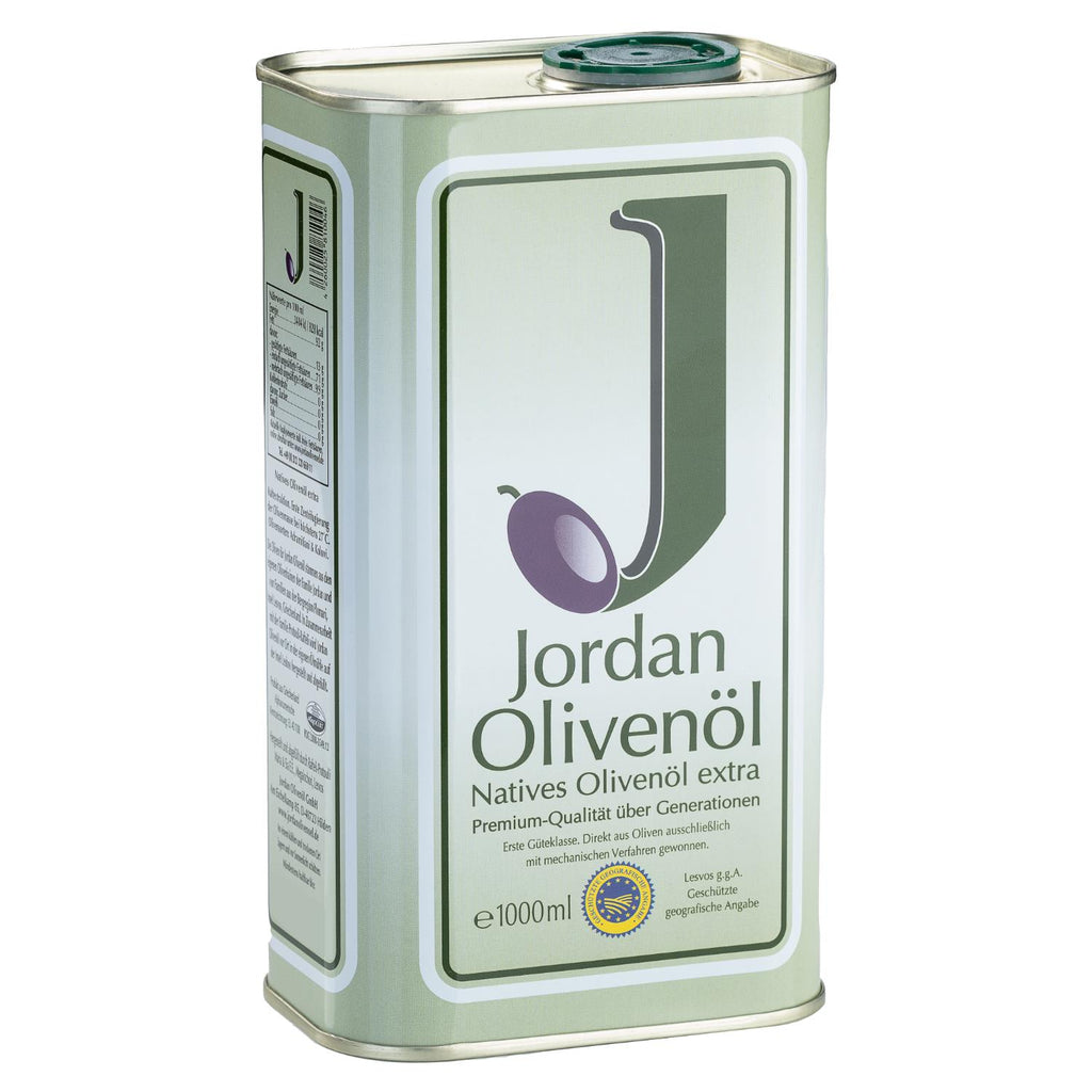 Jordan Olivenöl - Natives Olivenöl Extra - Kanister - 1,00 Liter (2er Pack)