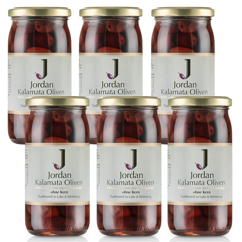 Jordan - Kalamata Oliven ohne Kern - 200g Glas - 6er Pack