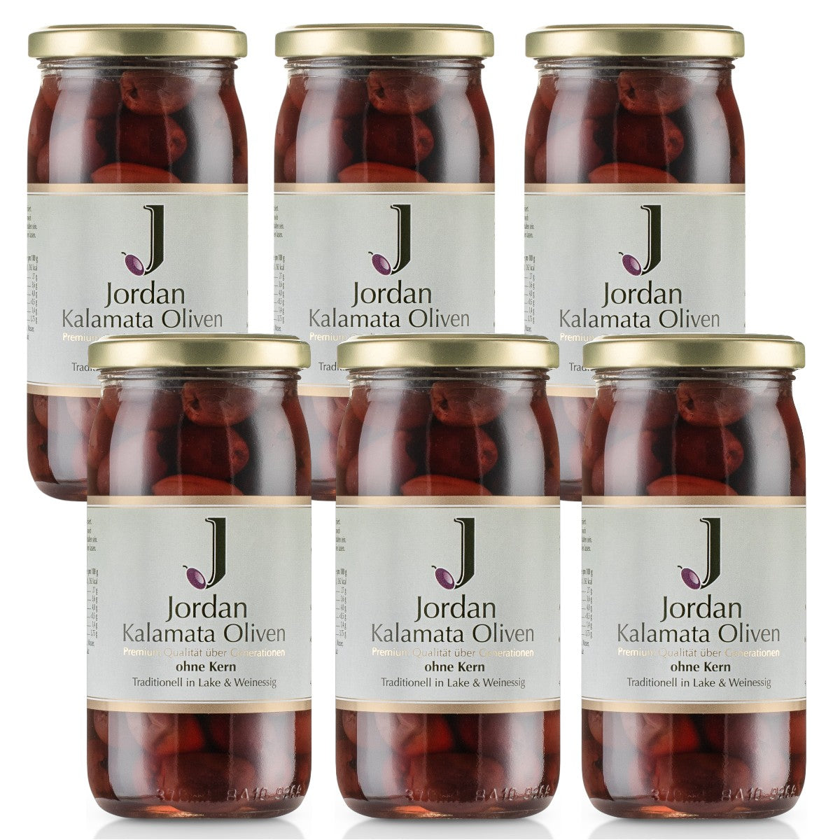 Jordan - Kalamata Oliven ohne Kern - 200g Glas - 6er Pack