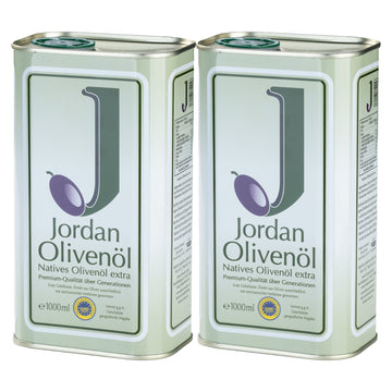 Jordan Olivenöl - Natives Olivenöl Extra - Kanister - 1,00 Liter (2er Pack)