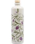 Jordan Original Keramikflasche - matt weiß mit bunten Symbolen - 500 ml - inkl. Holzdeckel mit Ausgießer