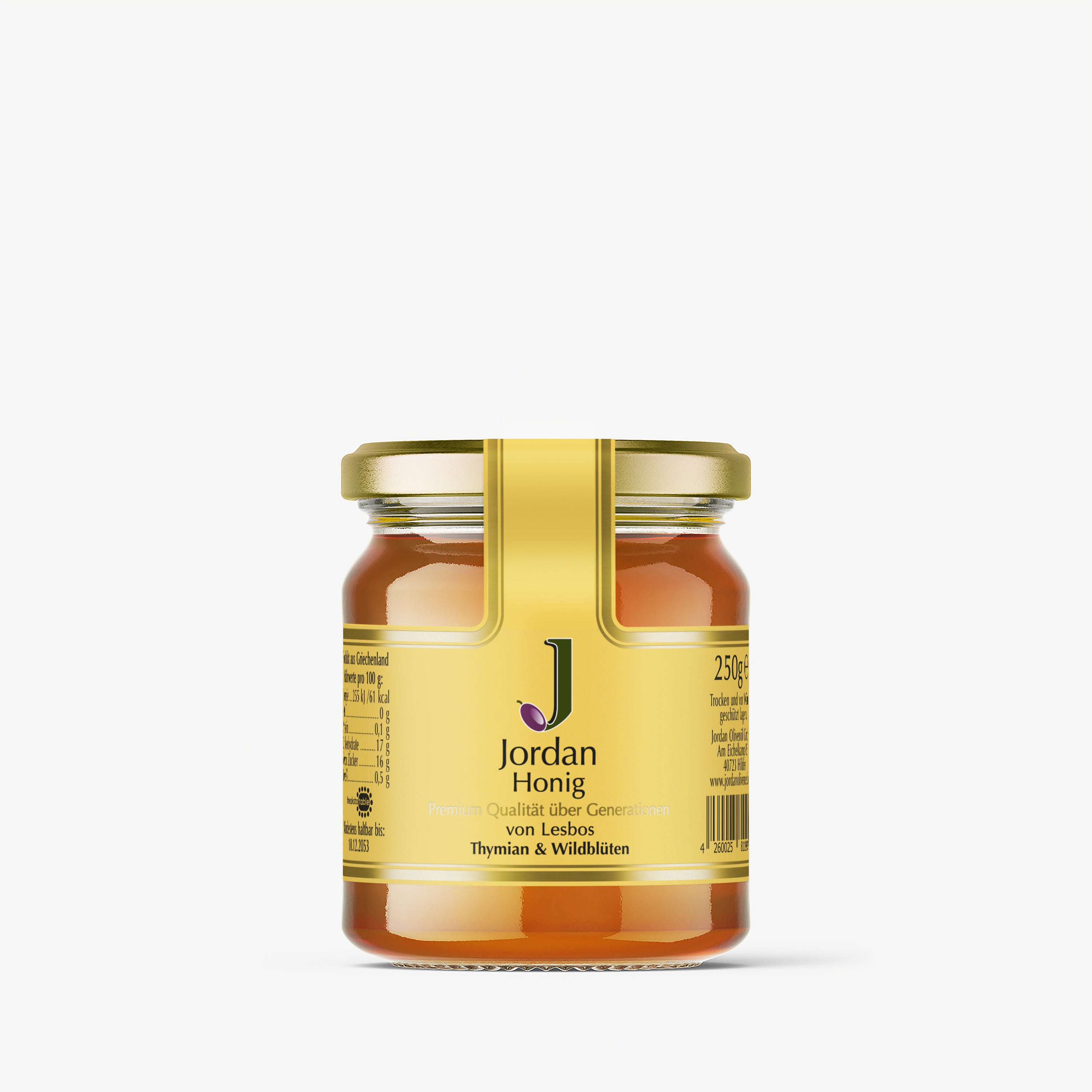 Jordan Olivenöl - Honig Thymian und Wildblueten von Lesbos - Glas 250g
