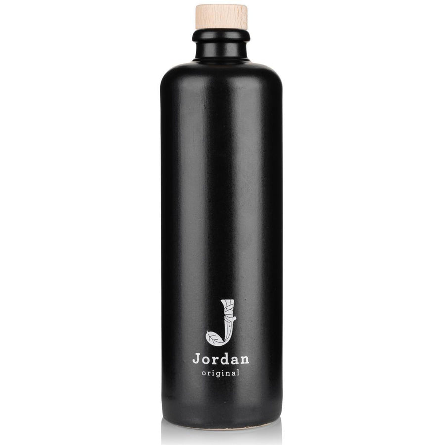 Jordan Original - Keramikflasche schmal - matt schwarz - 500 ml - inkl. Holzdeckel mit Ausgießer