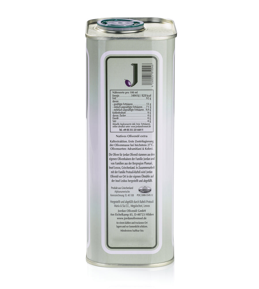 Jordan Olivenöl - Natives Olivenöl Extra - Kanister - 1,00 Liter