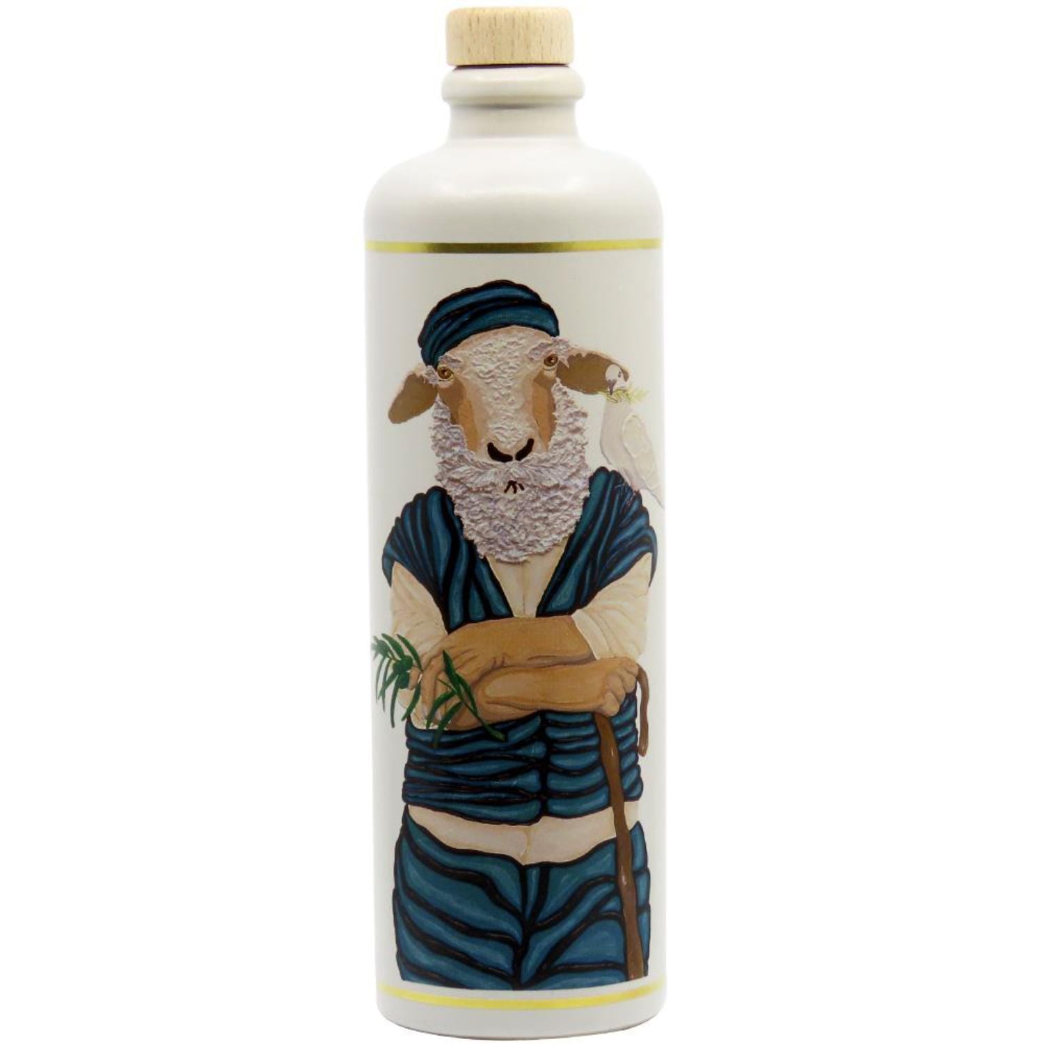 Der Schäfer von Lesbos Keramikflasche 500ml - inkl. TAPI - Ausgießer mit Holzdeckel - Limitierte Edition von Adam Karamanlis