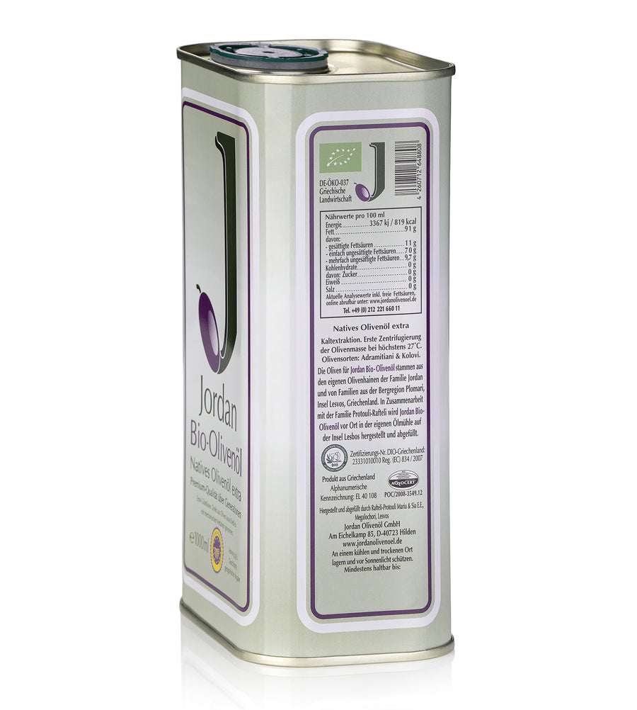 Jordan Olivenöl - BIO-Olivenöl - Kanister 1,00 Liter - GR-BIO-01
