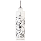 Jordan Keramikflasche - matt weiß mit schwarzen Symbolen - inkl. Ausgießer - 500ml
