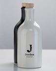 Jordan Original - Keramikflasche breit - weiß glänzend - 500 ml inkl. Holzdeckel mit Ausgießer